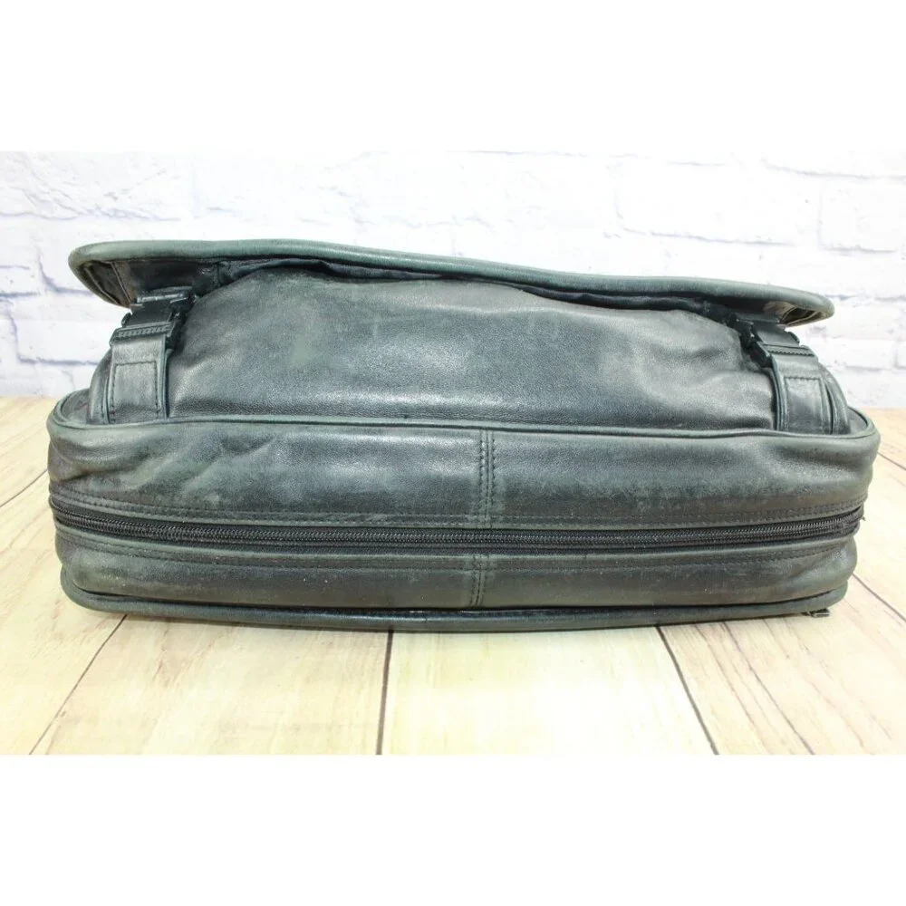 Tumi Black Genuine Leather Expandable Organizer Briefcase Laptop Bag